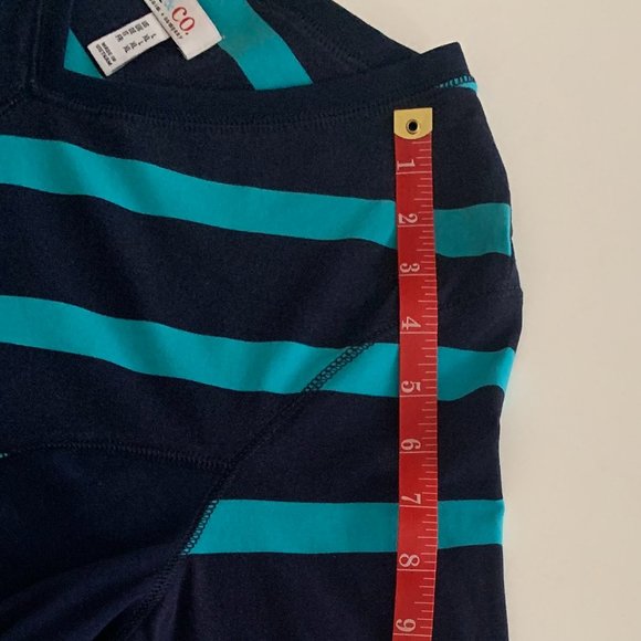 NWOT Denim & Co. Color Block V-Neck Aqua Blue/Navy 3/4 Sleeve Shirt Size Large - Picture 10 of 11